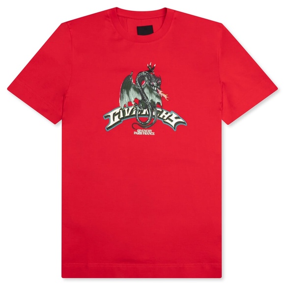 size 5XL Givenchy Red T-Shirt Dragon Slim Fit - Picture 1 of 7